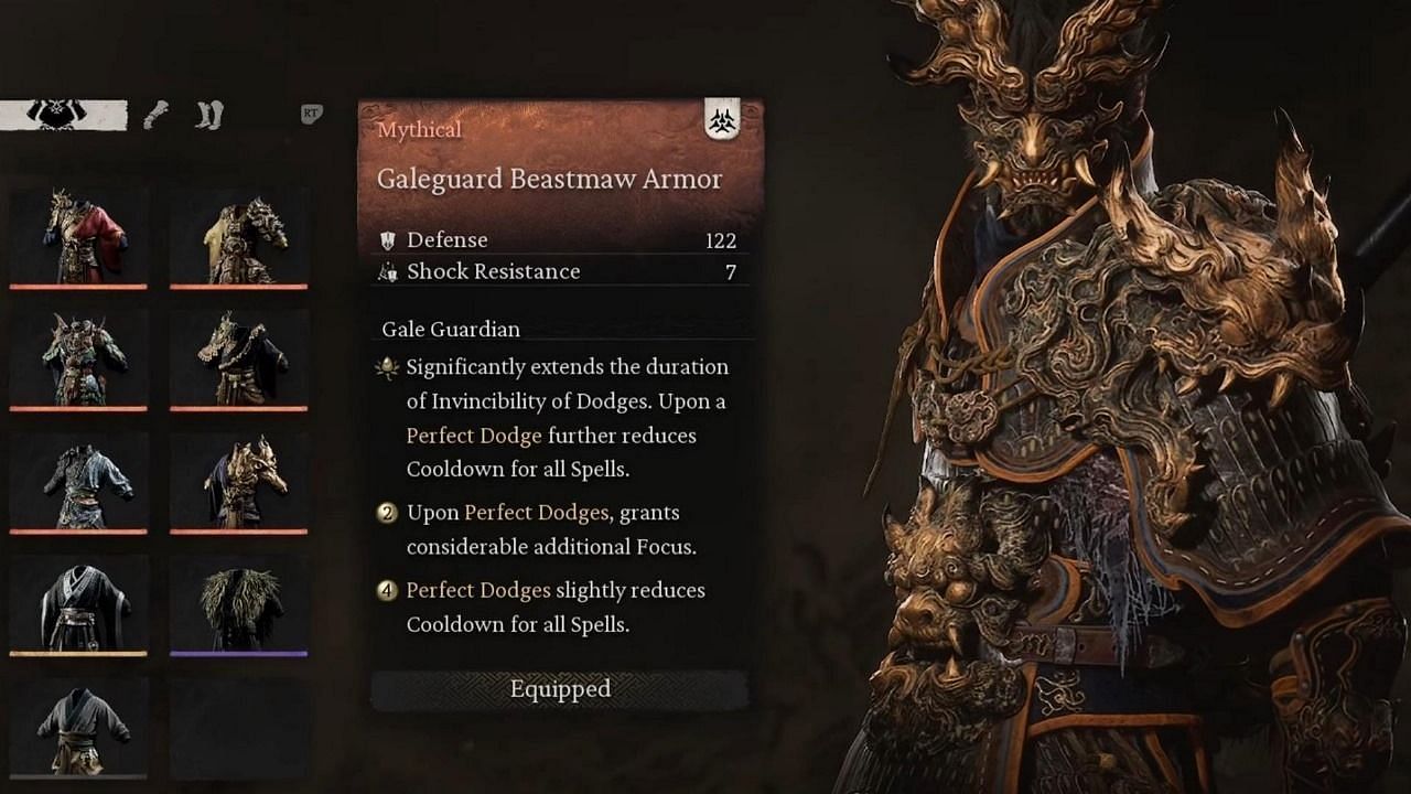 The Galeguard armor set in Black Myth Wukong(Image via Game Science)