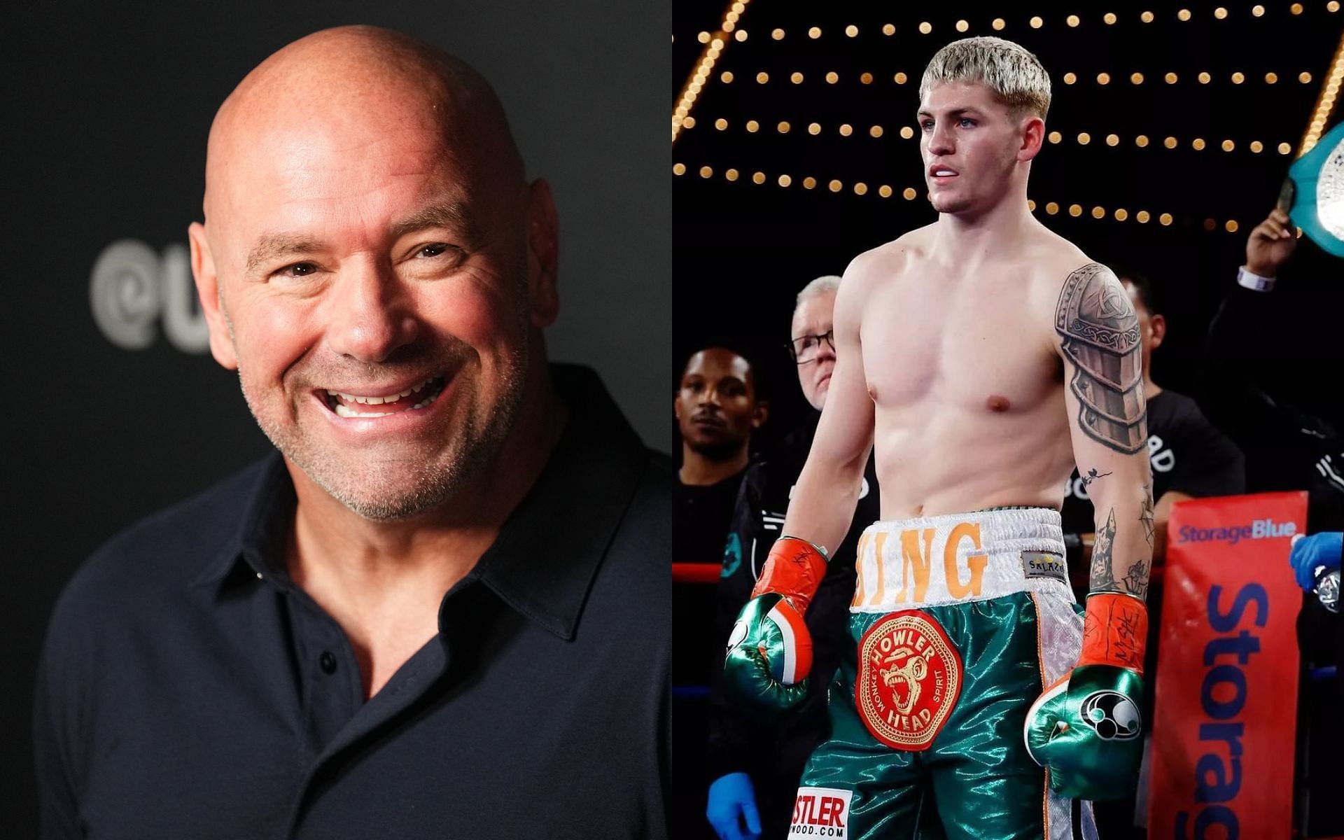 Dana White (left) is one of the most vocal supporters of rising boxing star Callum Walsh (right) [Images courtesy: Getty Images and @kingcallumwalsh on Instagram]