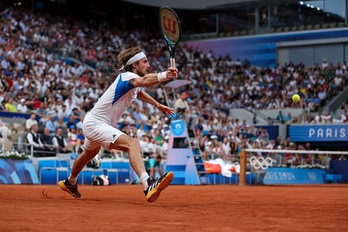 Stefanos Tsitsipas in action during the 2024 Paris Olympics. (Source: Getty)