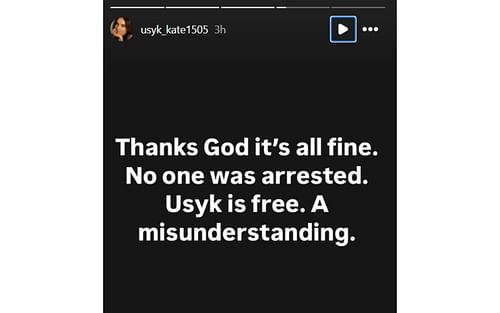 Screenshot of Katheryna Usyk's Instagram status [Image courtesy: @usyk_kate1505 on X]