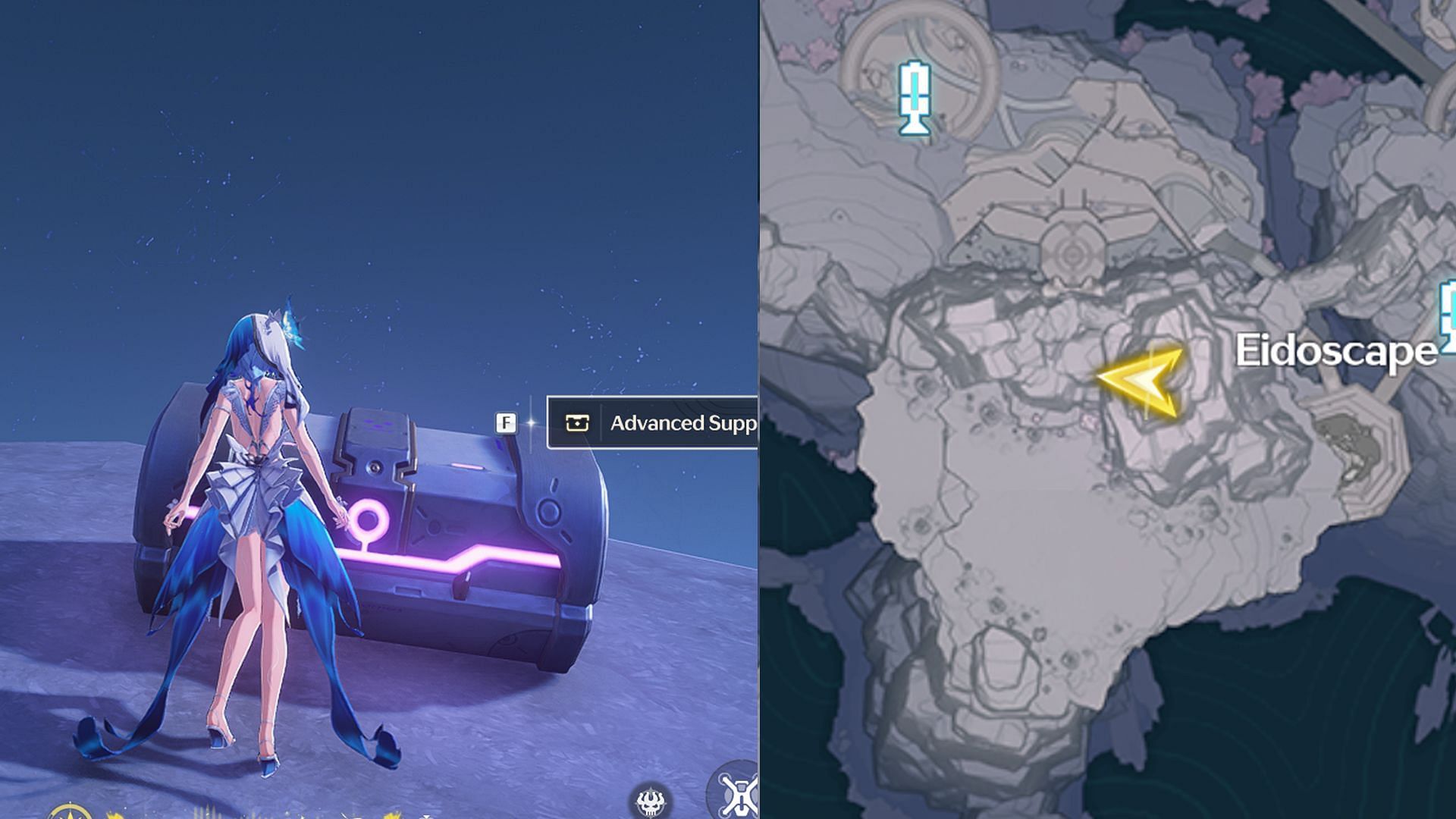 Location of Advanced Supply Chest #11 on top of the cliff near Eidoscape (Image via Kuro Games)