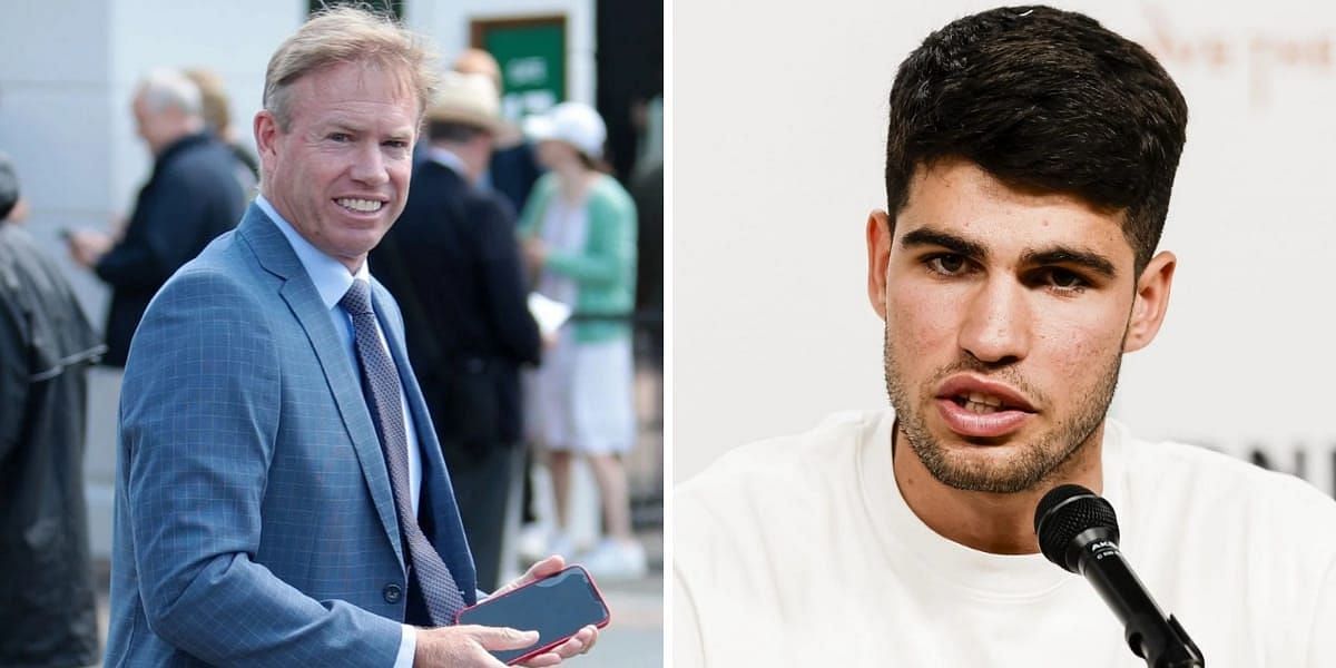 Mark Petchey (L)  &amp; Carlos Alcaraz (R) (Image source: GETTY)