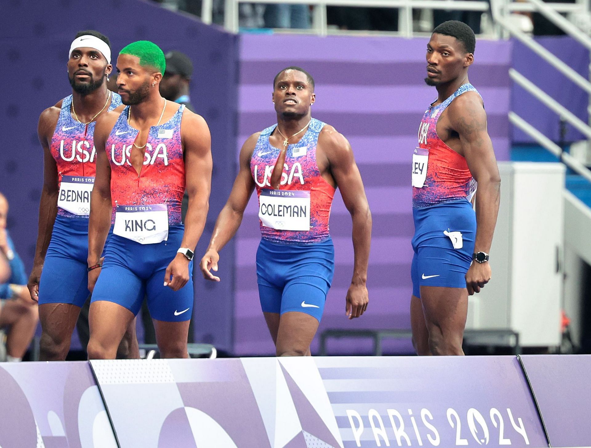 Kenny Bednarek, Kyree King, Christian Coleman and Fred Kerley. (PHOTO: Skalij/Los Angeles Times via Getty Images)