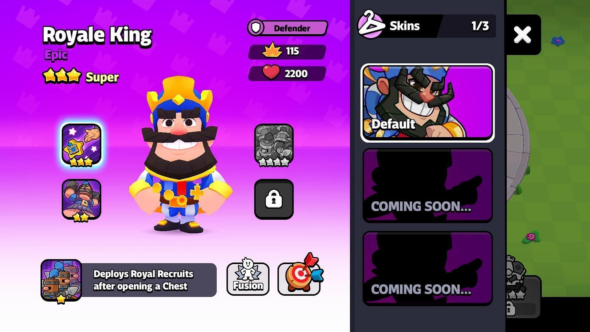 Stats of the Royale King in Squad Busters (Image via Supercell)