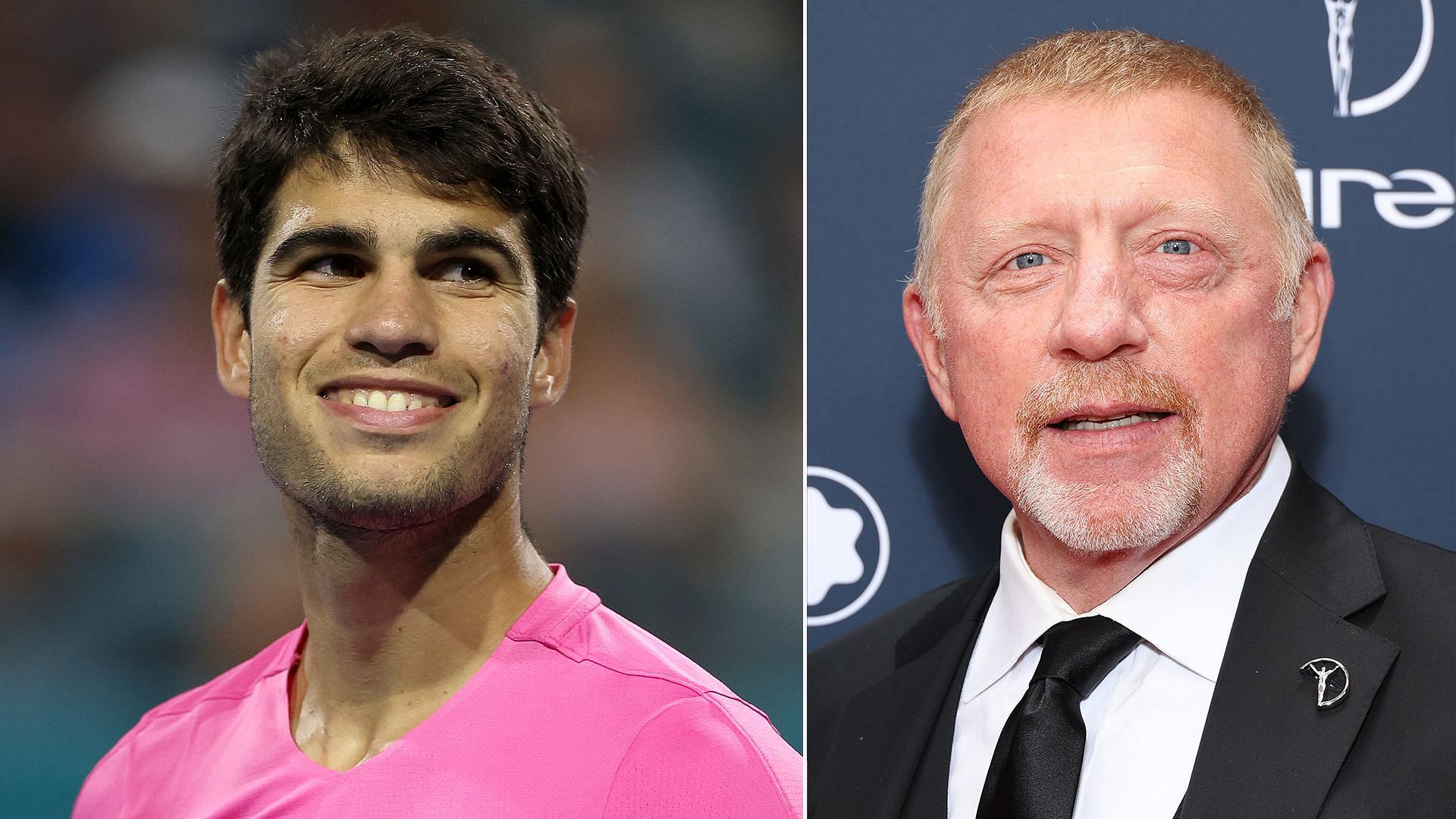 Carlos Alcaraz (L) and Boris Becker (R) [Image Source: Getty Images]