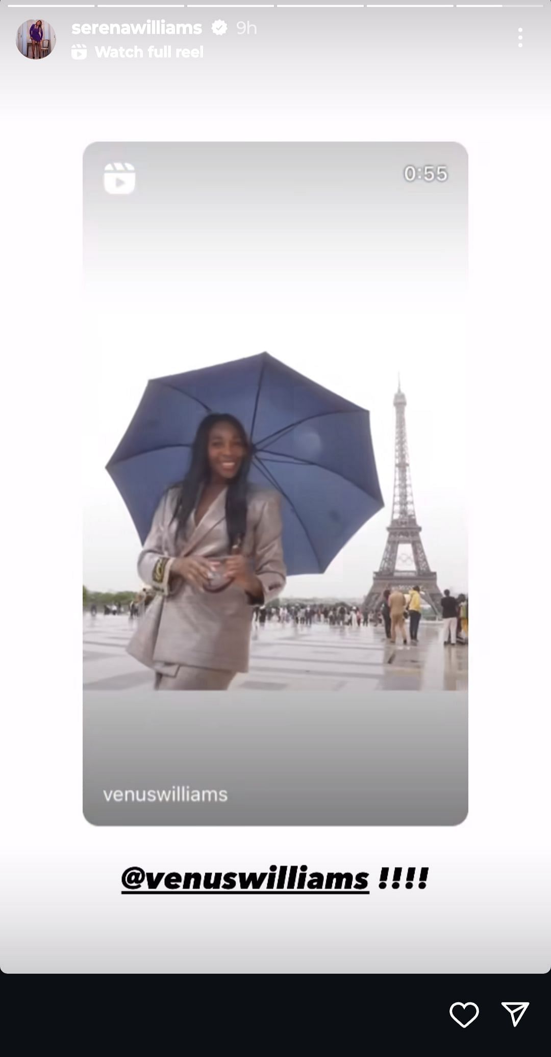 Screengrab from Serena Williams&#039; Instagram