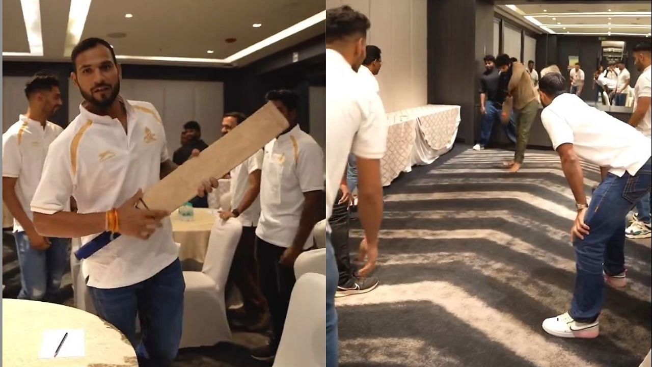 tamil thalaivas players played cricket with actor harish kalyan ahead of pro kabaddi league 11th season 