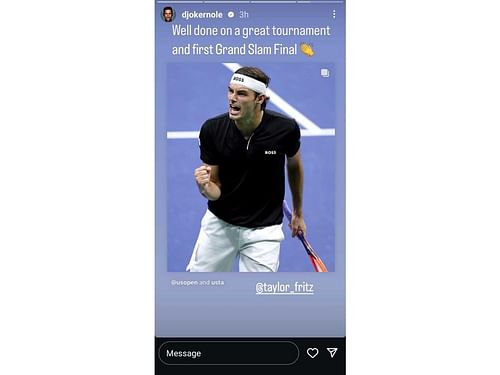 Novak Djokovic's Instagram story