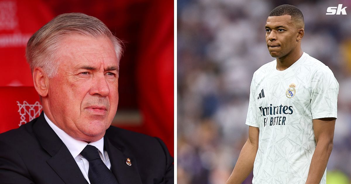 Real Madrid boss Carlo Ancelotti (left) and striker Kylian Mbappe