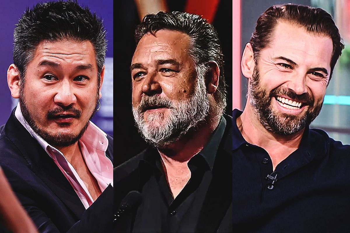 (From left to right) ONE Championship CEO Chatri Sityodtong, Russell Crowe, and Daniel MacPherson