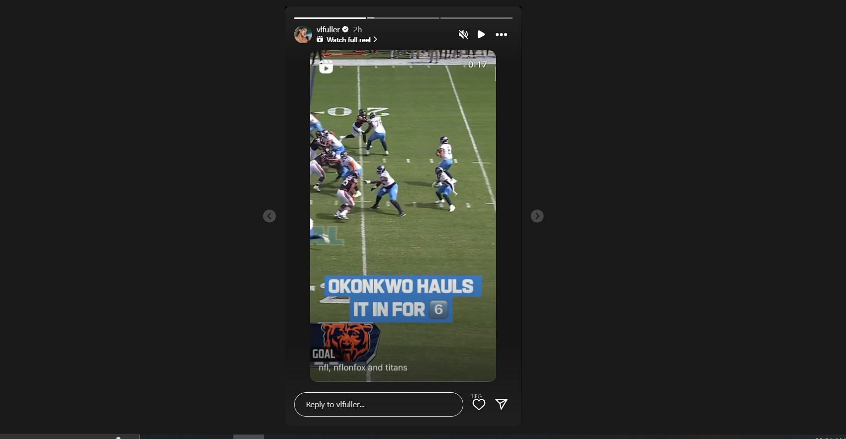 Victoria Fuller shares a clip of Will Levis&#039; TD on her IG