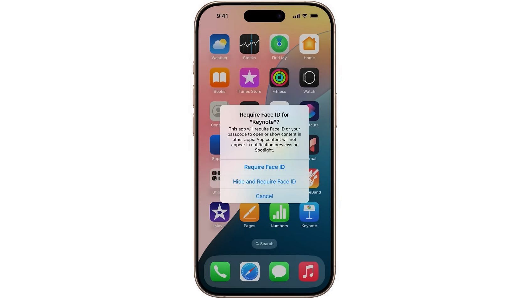 App Lock asking for FaceID (Image via Apple)