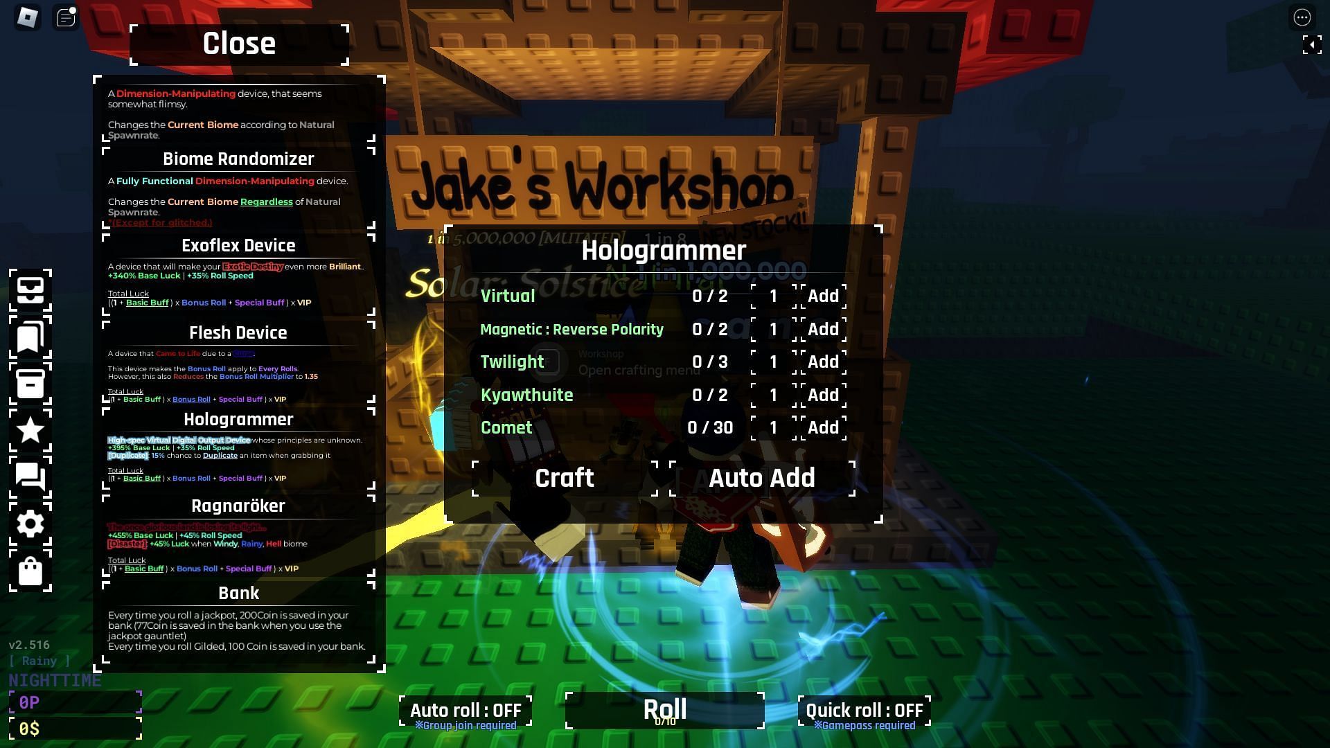 Hologrammer gear crafting recipe (Image via Roblox)