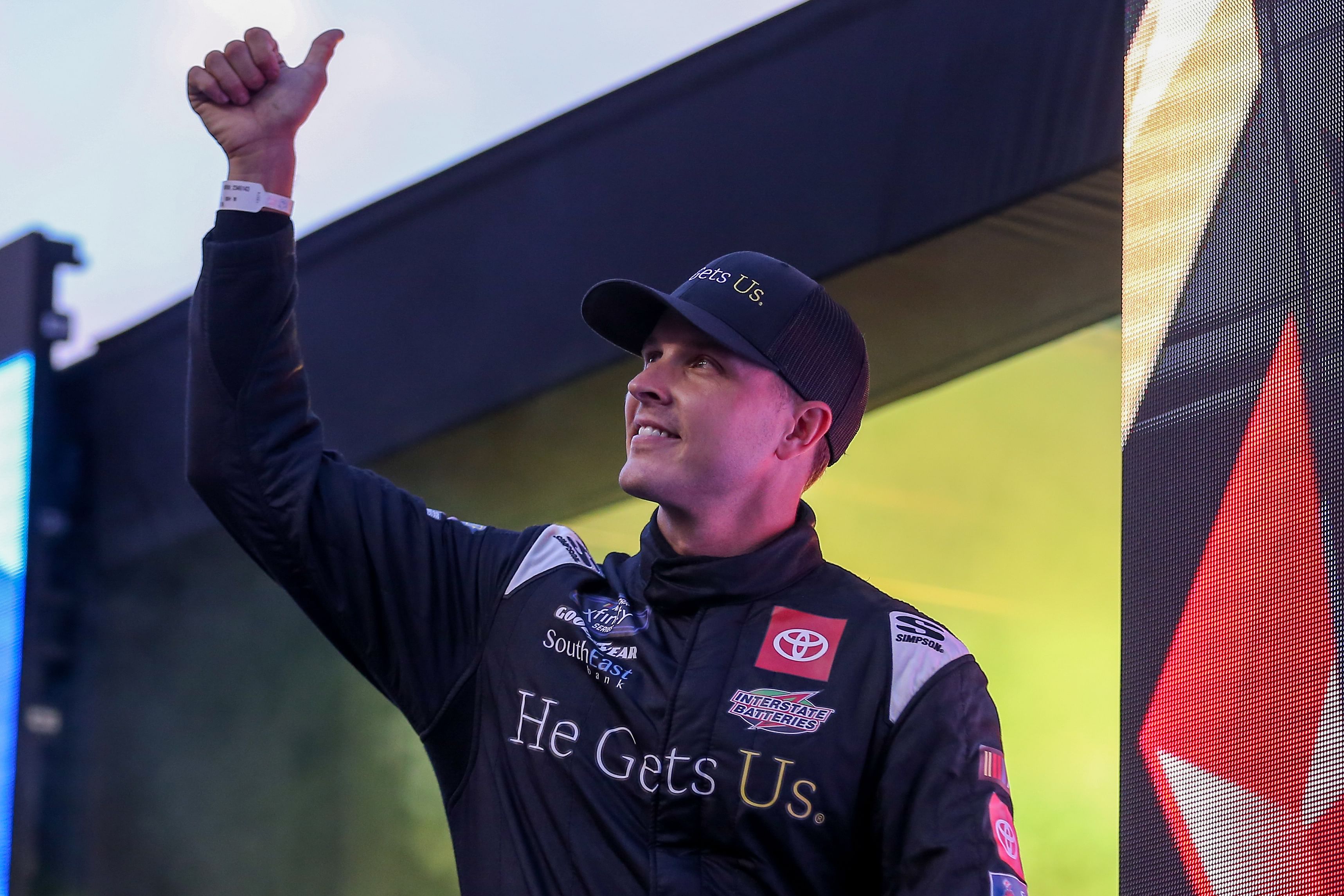 Trevor Bayne during driver introductions at Bristol Motor Speedway last year (Source: Imagn)