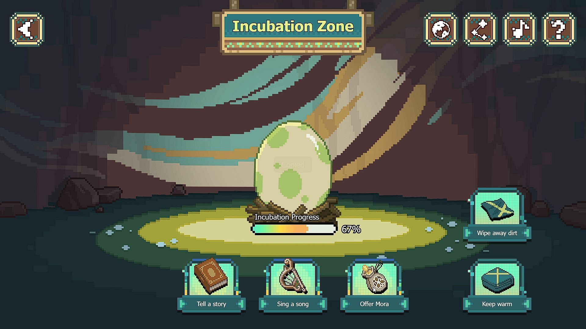 Choose different options to incubate the egg (Image via HoYoverse)