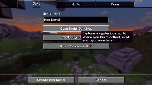 Create a creative world with cheats enabled (Image via Mojang Studios)