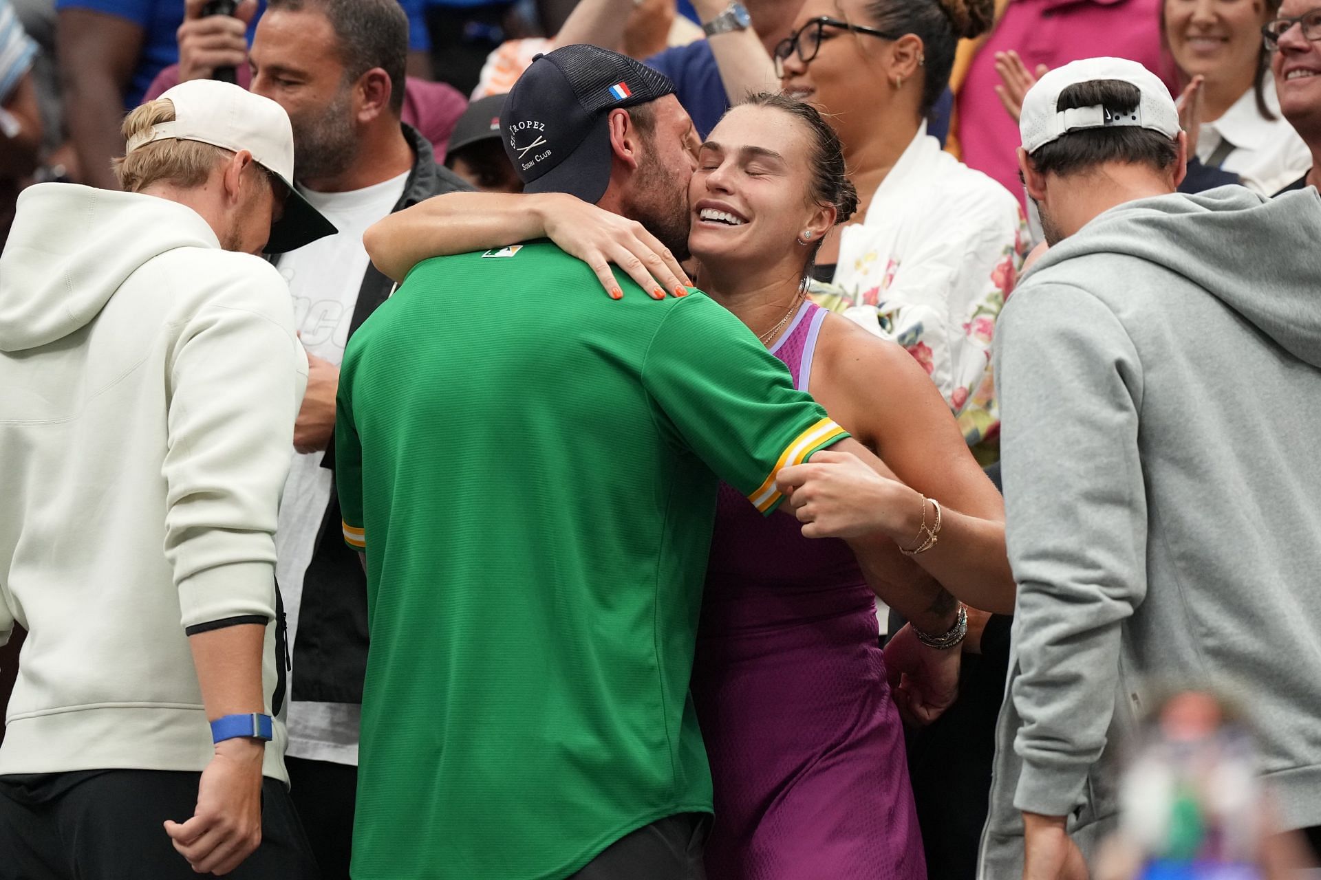 Georgios Frangulis and Aryna Sabalenka during the 2024 US Open (Source: Getty Images)