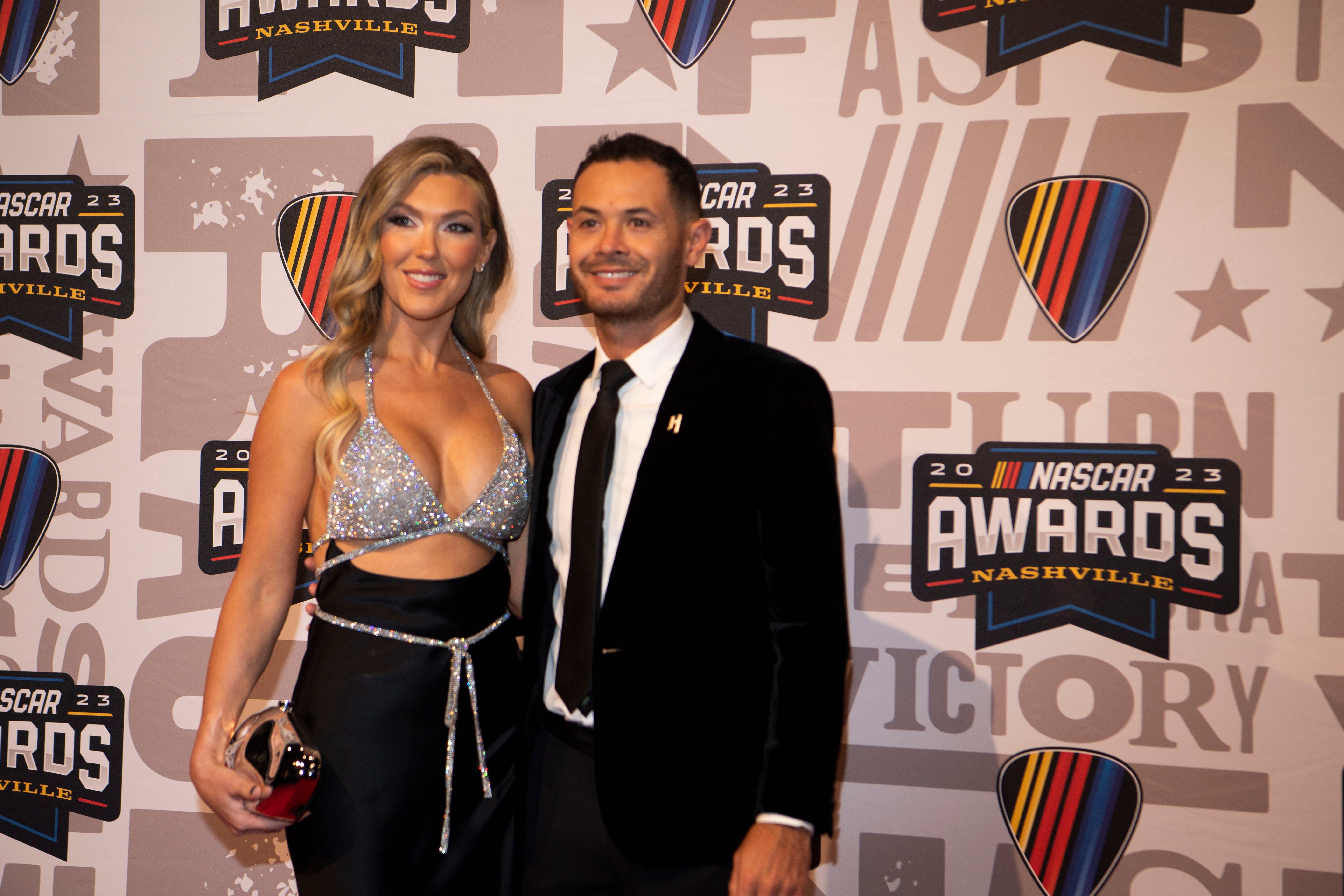 Kyle Larson and his wife Katelyn Larson on the red carpet for the 2023 NASCAR Awards Banquet at the Music City Center in Nashville (Source: Imagn)