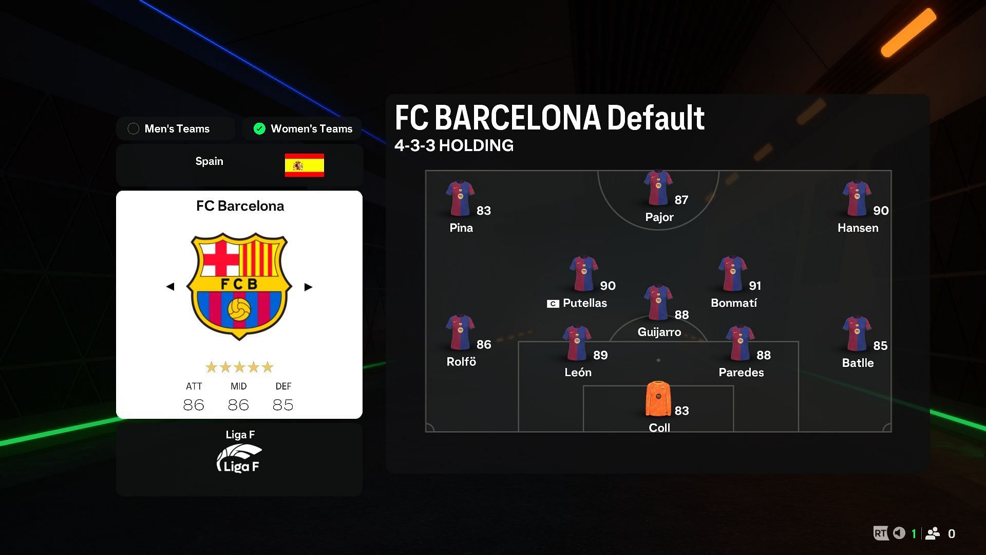 This formation seems ideal for FC Barcelona Femini in FC 25 (Image via EA Sports)