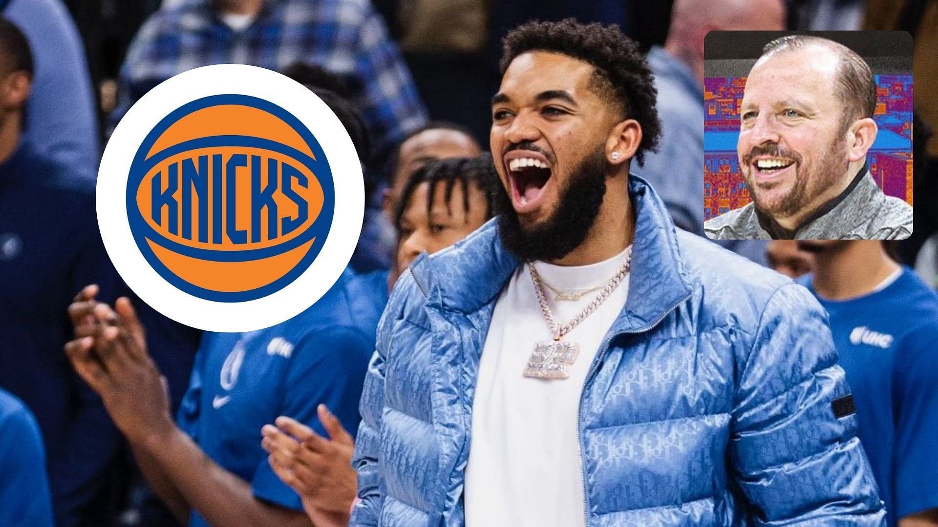 New York Knicks starting lineup and depth chart for 2014-25 NBA Season (Photos from Karl-Anthony Towns X page and New York Knicks X and Facebook pages)