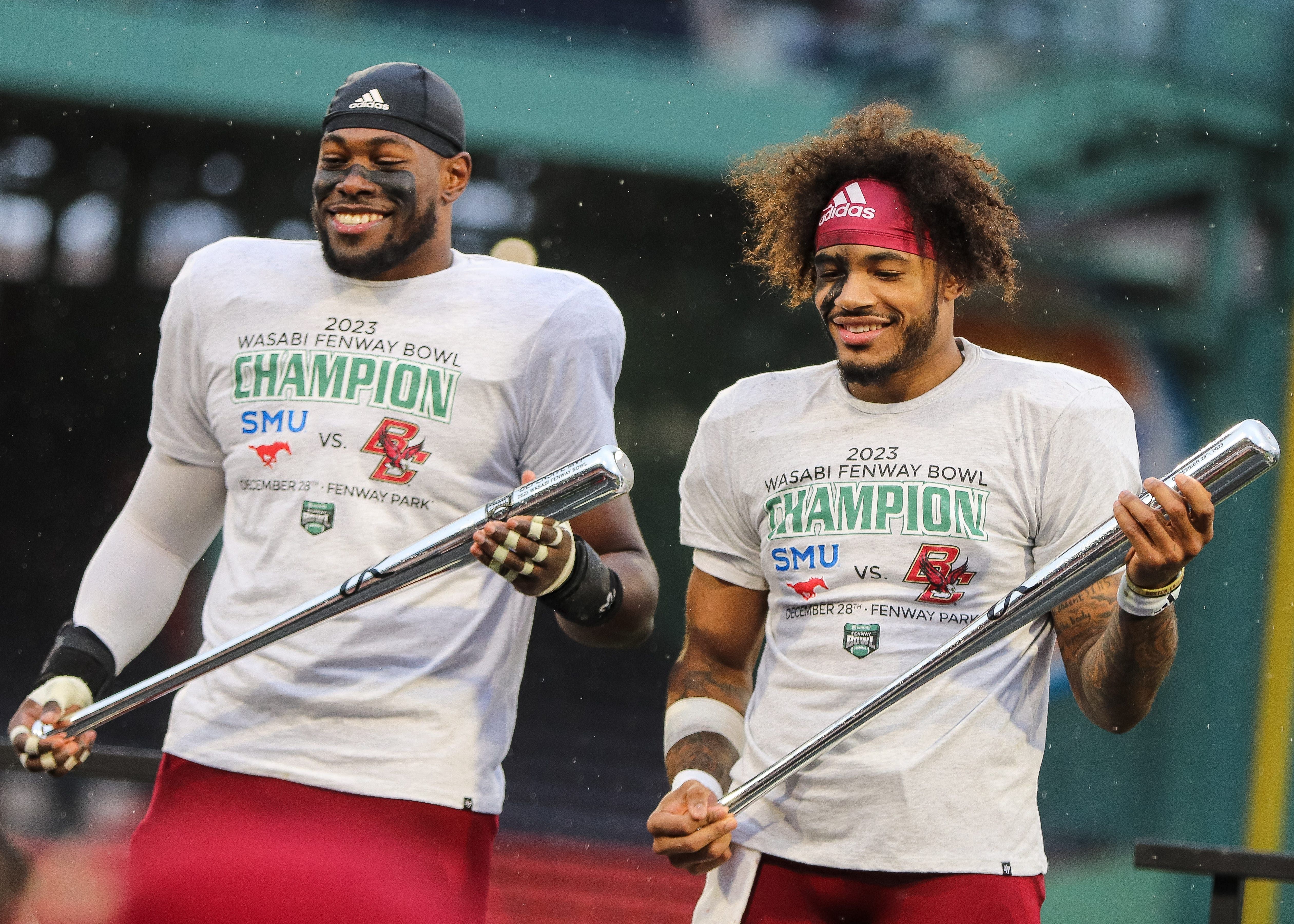 Boston College&#039;s Kam Arnold, left, and Thomas Castellanos receive game MVP honors - Source: Imagn