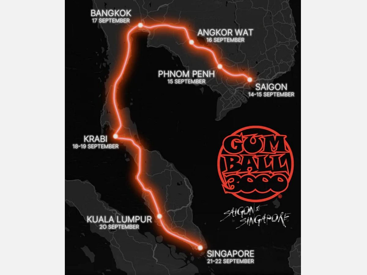 The official route of 2024 Gumball 3000 (Image via gumball3000.com)