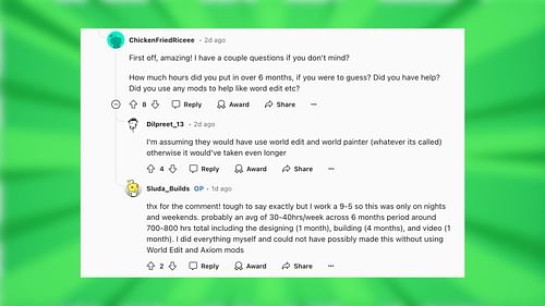 Reddit reacts to the build (Image via Reddit/Sluda_Builds)