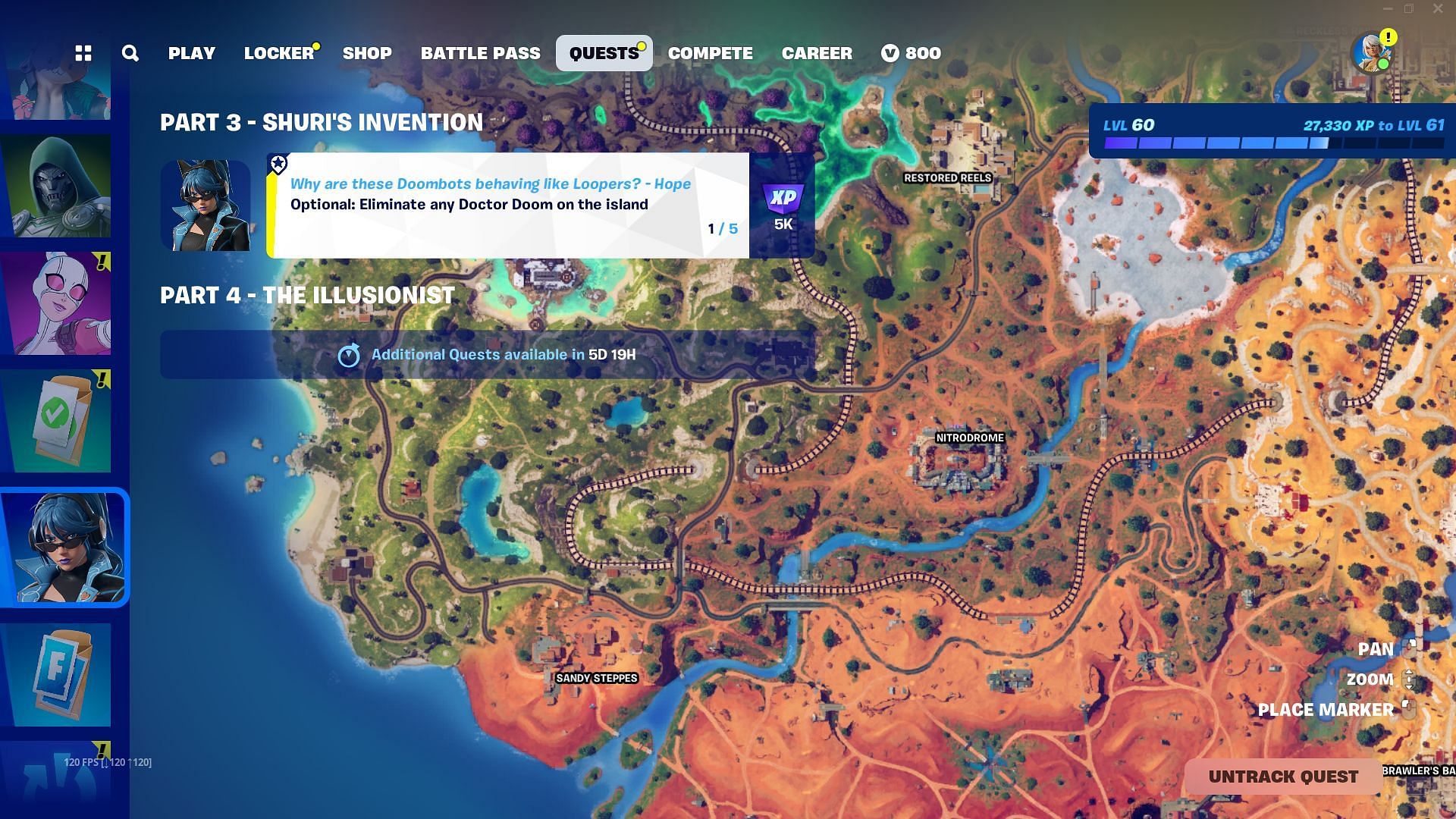 There is an optional quest that you can complete as part of the Shuri&#039;s Invention Story Quests in Fortnite Chapter 5 Season 4 (Image via Epic Games)