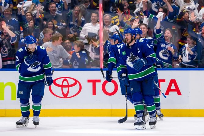 Watch: Canucks' Tyler Myers attempts to smash Will Borgen into boards in retaliation