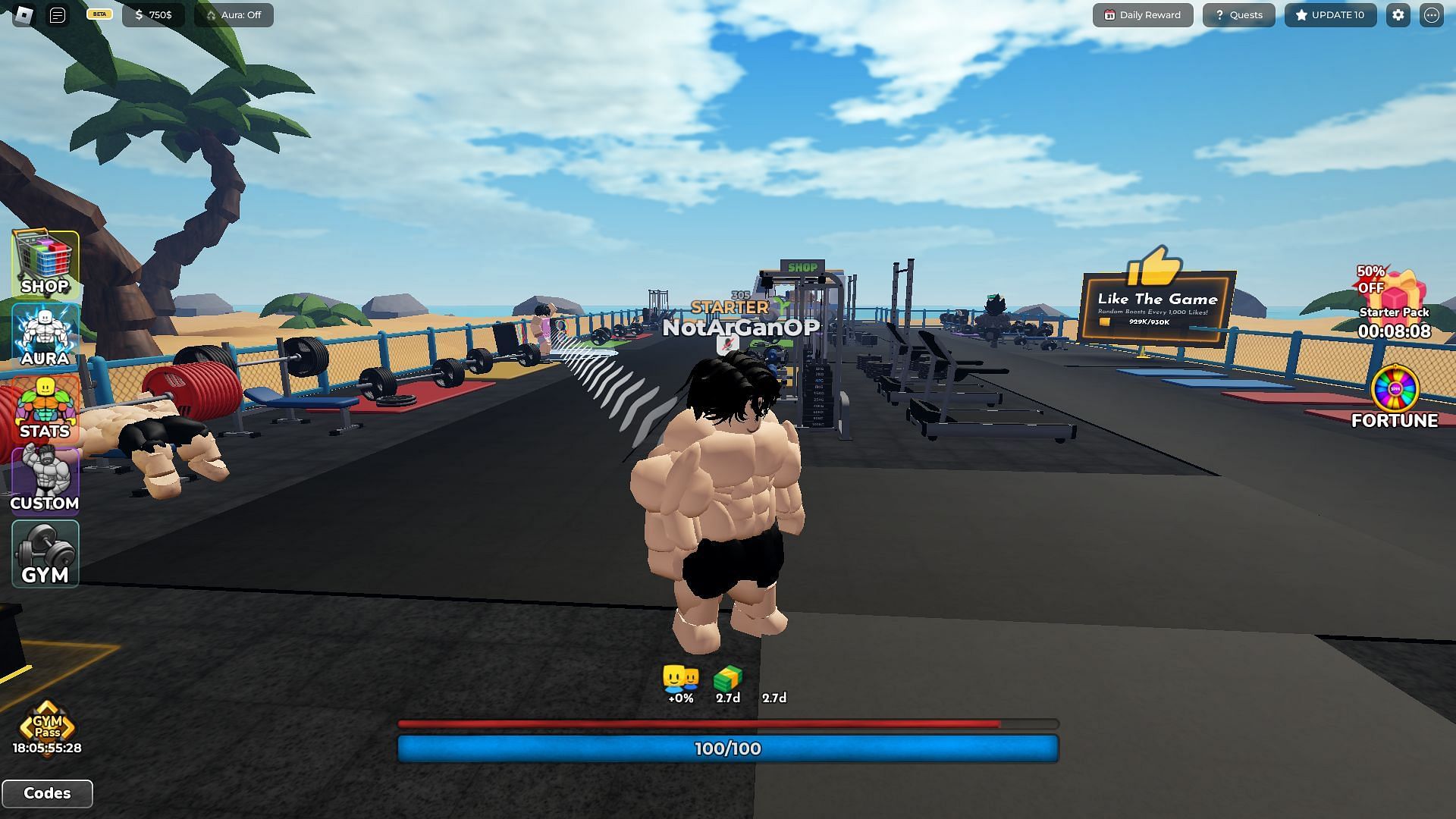 Gameplay screenshot from Gym League (Image via Roblox)