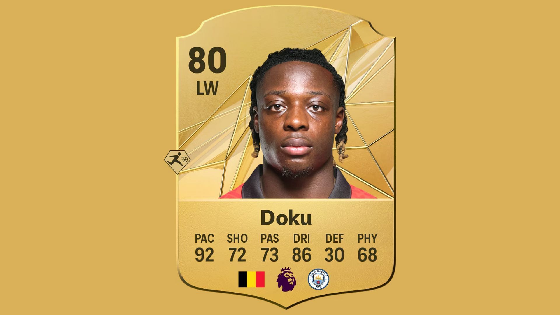 Jeremy Doku&#039;s player card in EA FC 25 (Image via EA Sports)