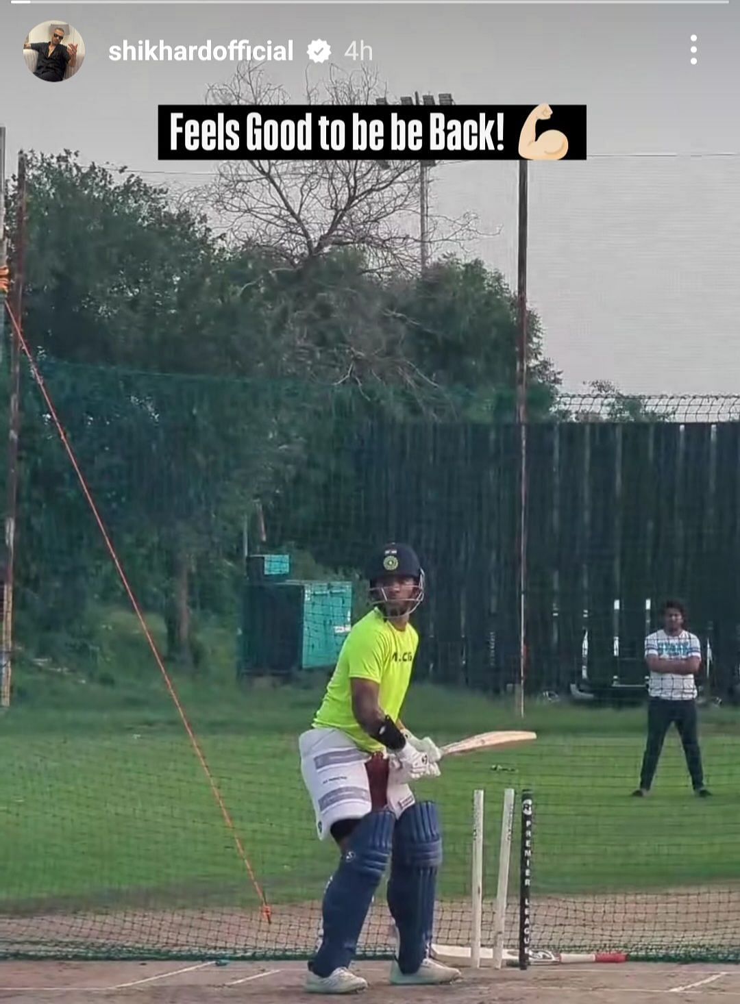 Dhawan trains hard in the nets ahead of the LLC (Image via Instagram/@shikhardofficial)