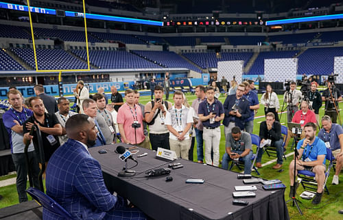 Michigan Wolverines head coach Sherrone Moore speaks to the media - Source: Imagn