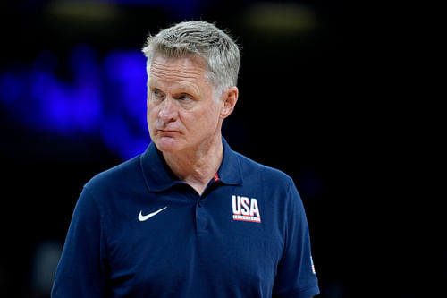 United States head coach Steve Kerr against South Sudan during the Paris 2024 Olympic Summer Games at Stade Pierre-Mauroy. Photo Credit: Imagn