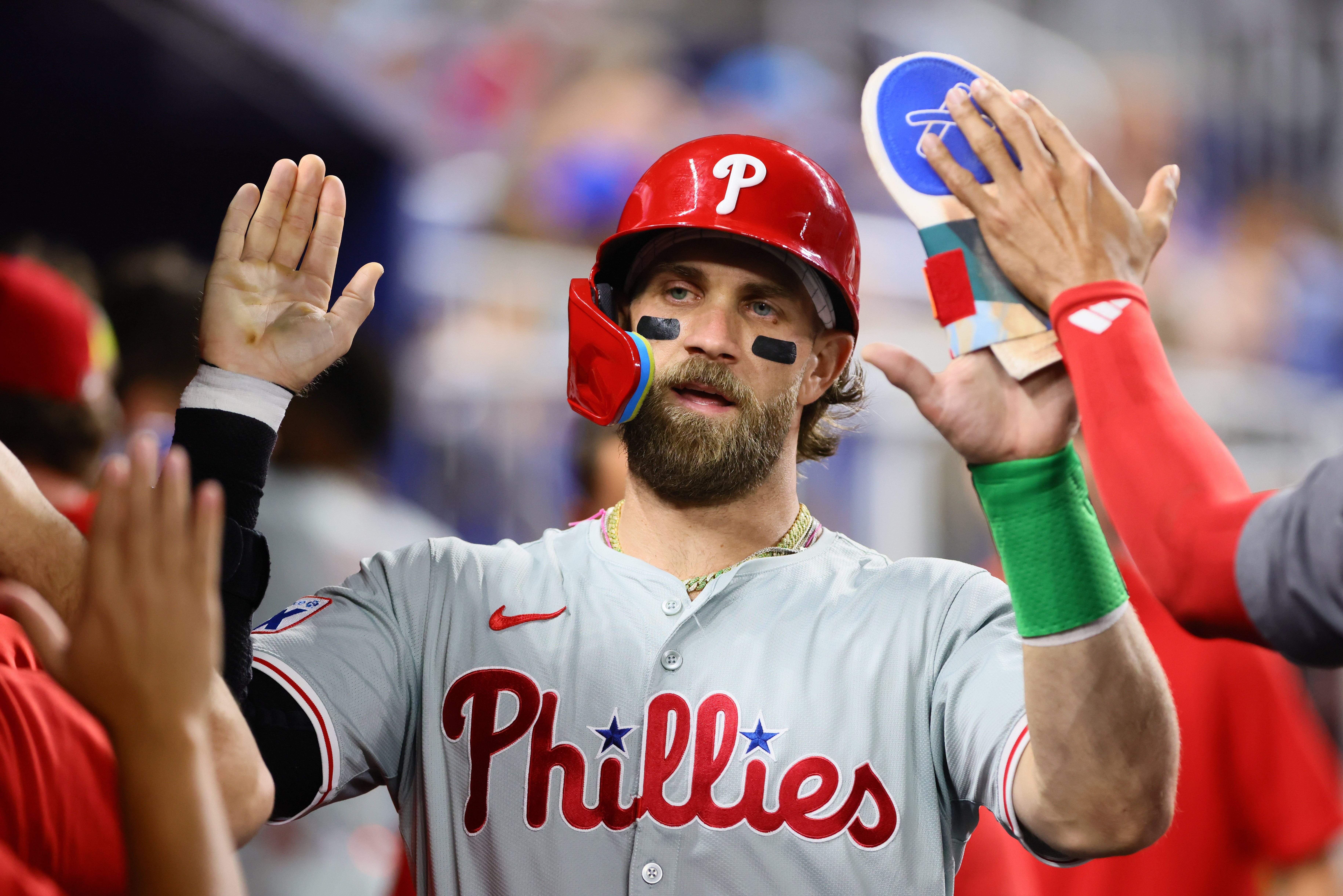 Pick Bryce Harper to hit a home run (Imagn)