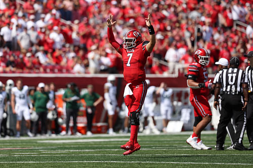 Utah QB Cam Rising looks to return from an injury this weekend against Oklahoma State. (Photo Credit: IMAGN)