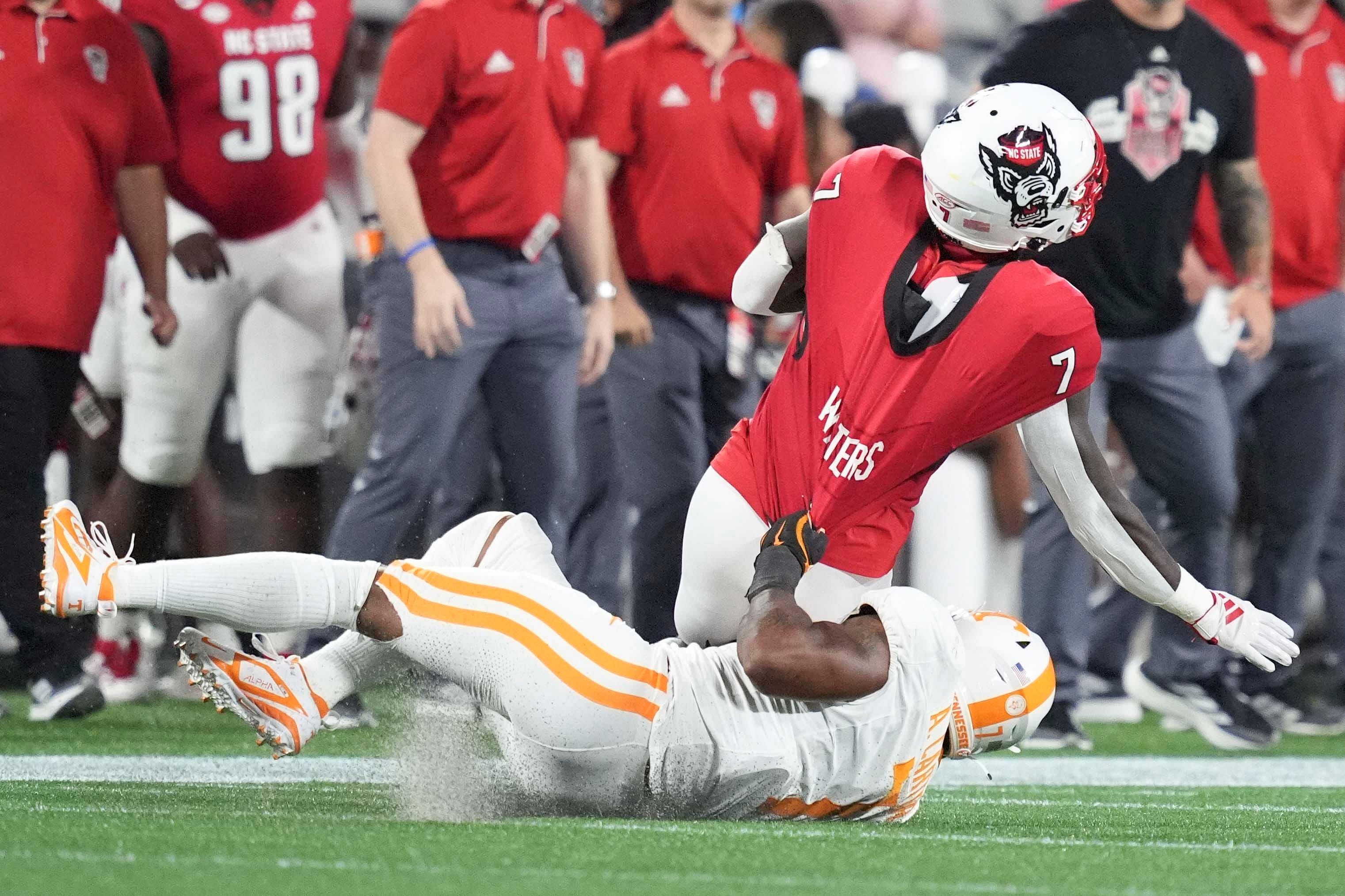 Getting mauled by Tennessee drops NC State way back in the ACC Power Rankings. (Photo Credit: IMAGN)