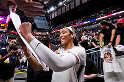 Watch: Emotional A'ja Wilson cries inconsolably as fans celebrate her historic 1,000-point achievement