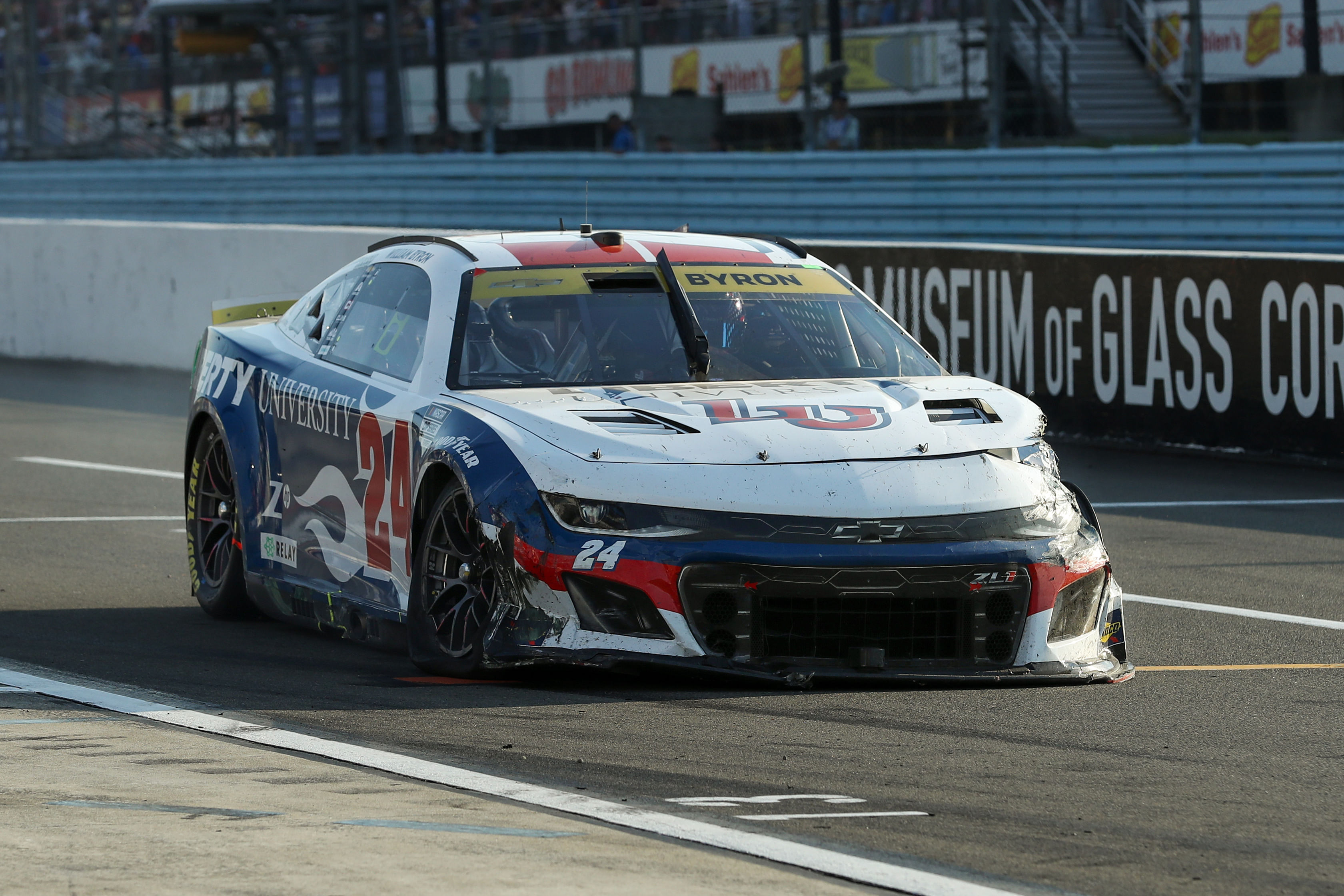 NASCAR Cup Series driver William Byron (24) drives down pit road at Go Bowling at The Glen - Source: Imagn