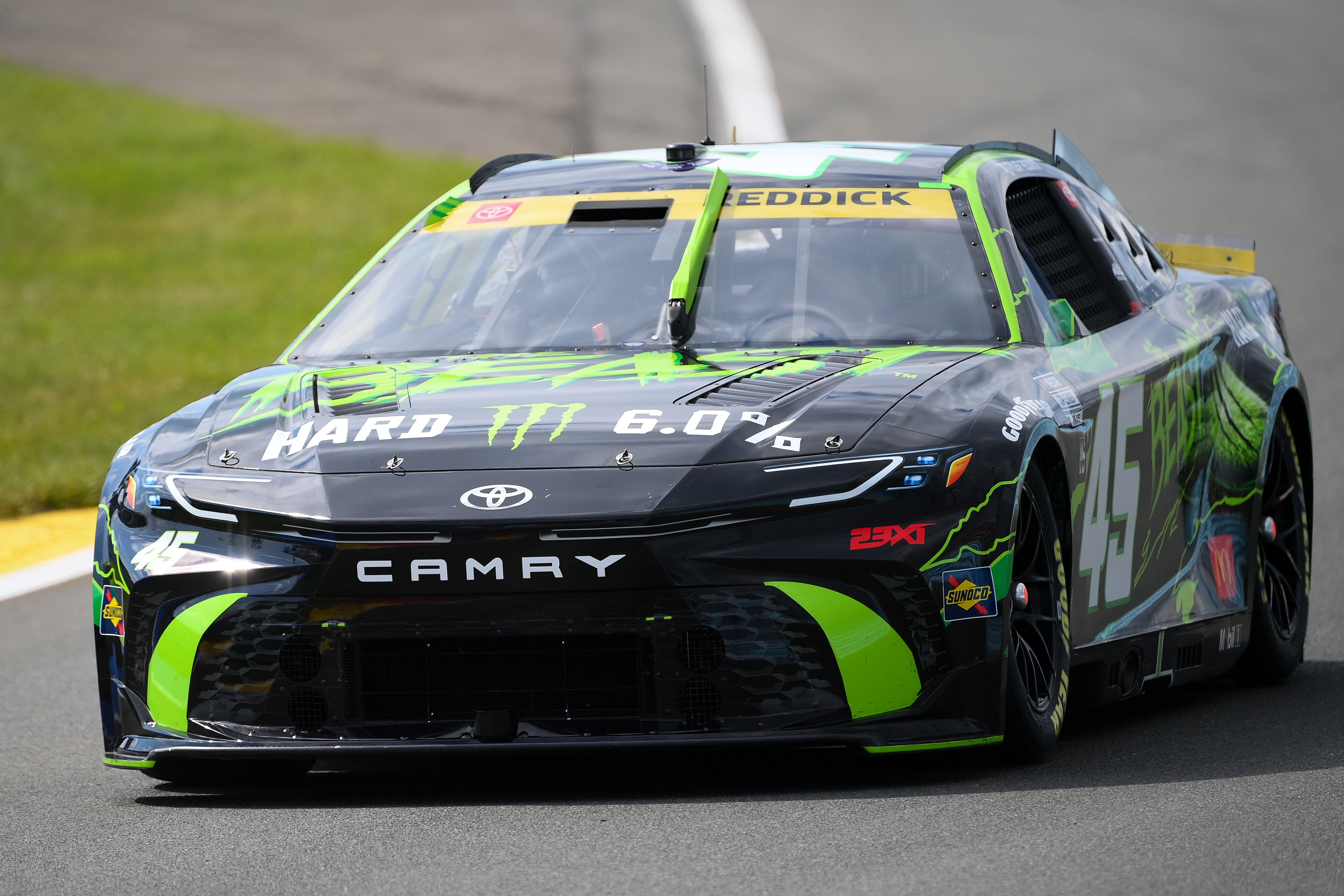 Sep 15, 2024; Watkins Glen, New York, USA; NASCAR Cup Series driver Tyler Reddick (45) during the NASCAR Go Bowling at The Glen at Watkins Glen International. Mandatory Credit: Rich Barnes-Imagn Images