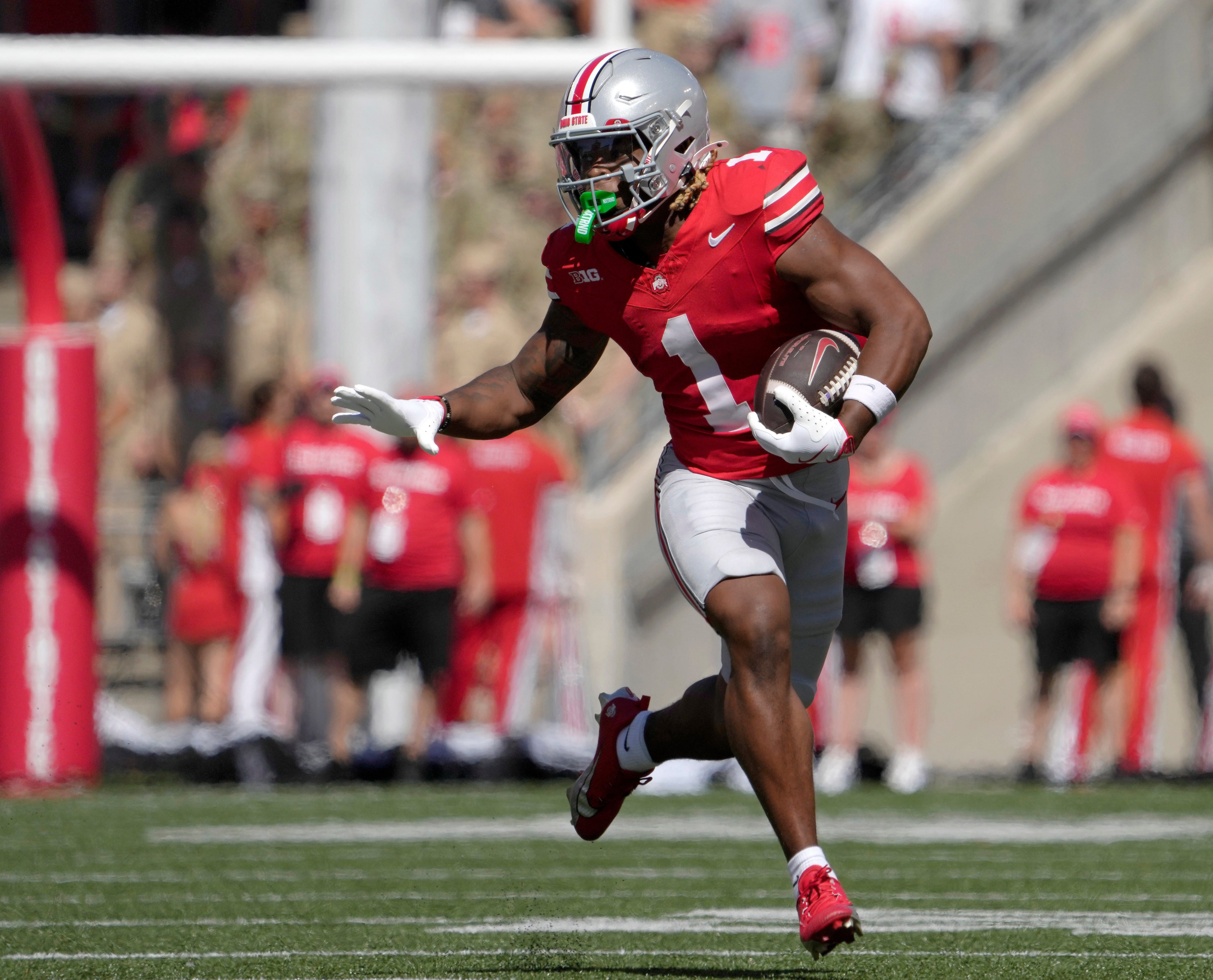 Ohio State&#039;s Quinshon Judkins is a standout collegiate back. (Photo Credit: IMAGN)