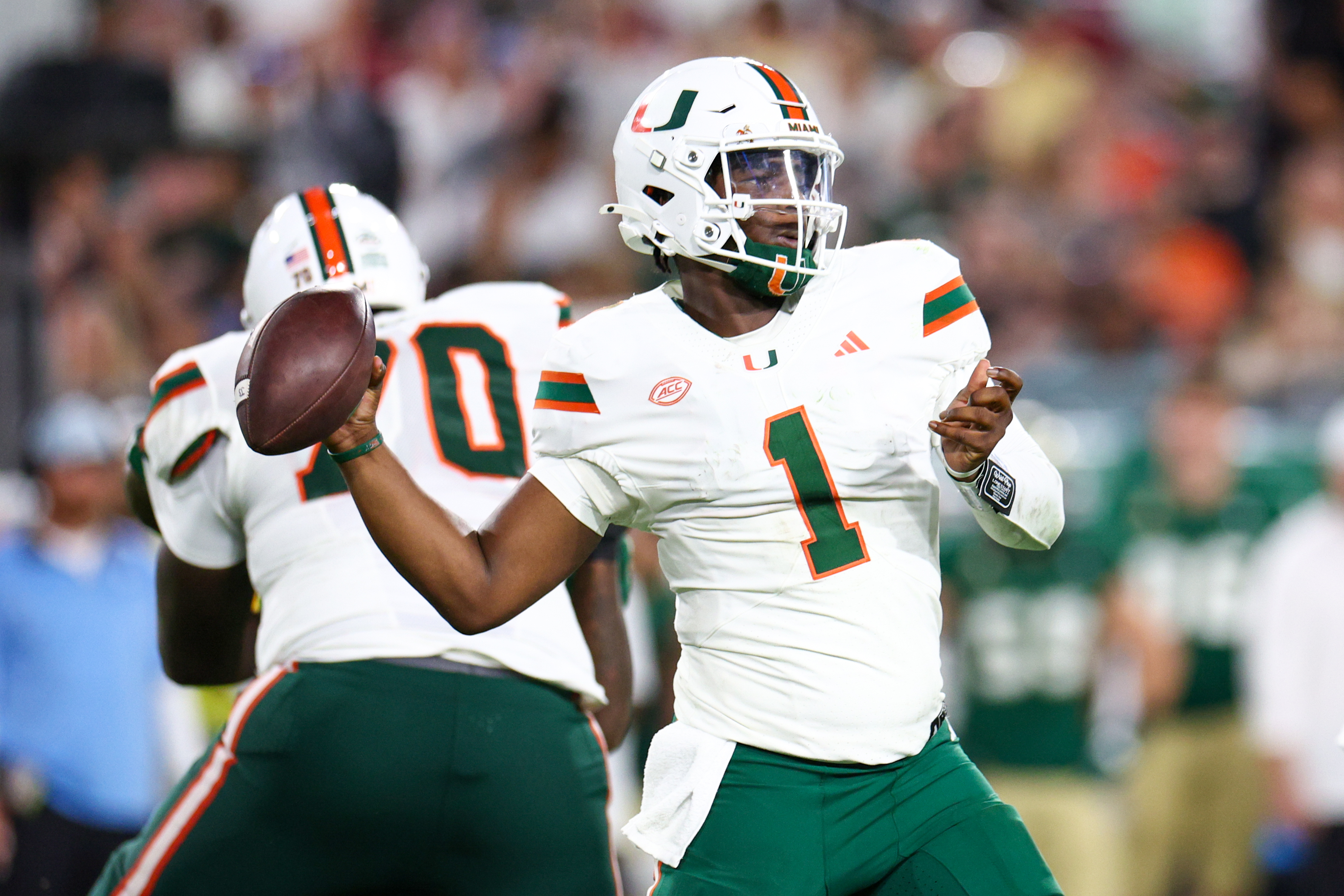 Miami&#039;s Cam Ward is emerging as a Heisman contender in 2024. (Photo Credit: IMAGN)