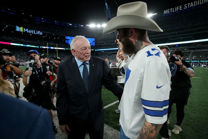 WATCH: Post Malone sports Brandon Aubrey jersey at MetLife Stadium ahead of Cowboys vs Giants clash