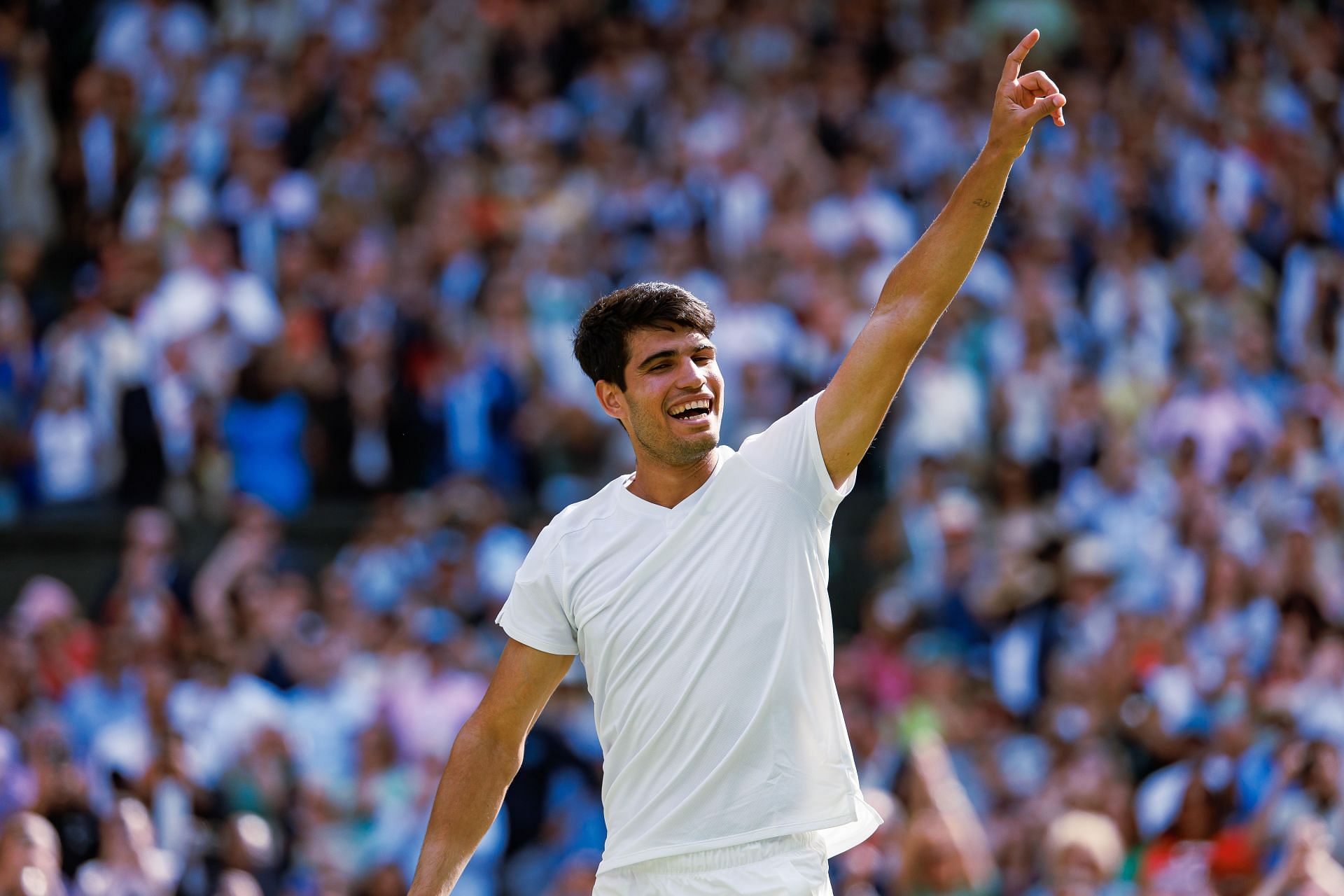 Carlos Alcaraz celebrates his victory at the 2024 Wimbledon Championships (Picture: Getty)