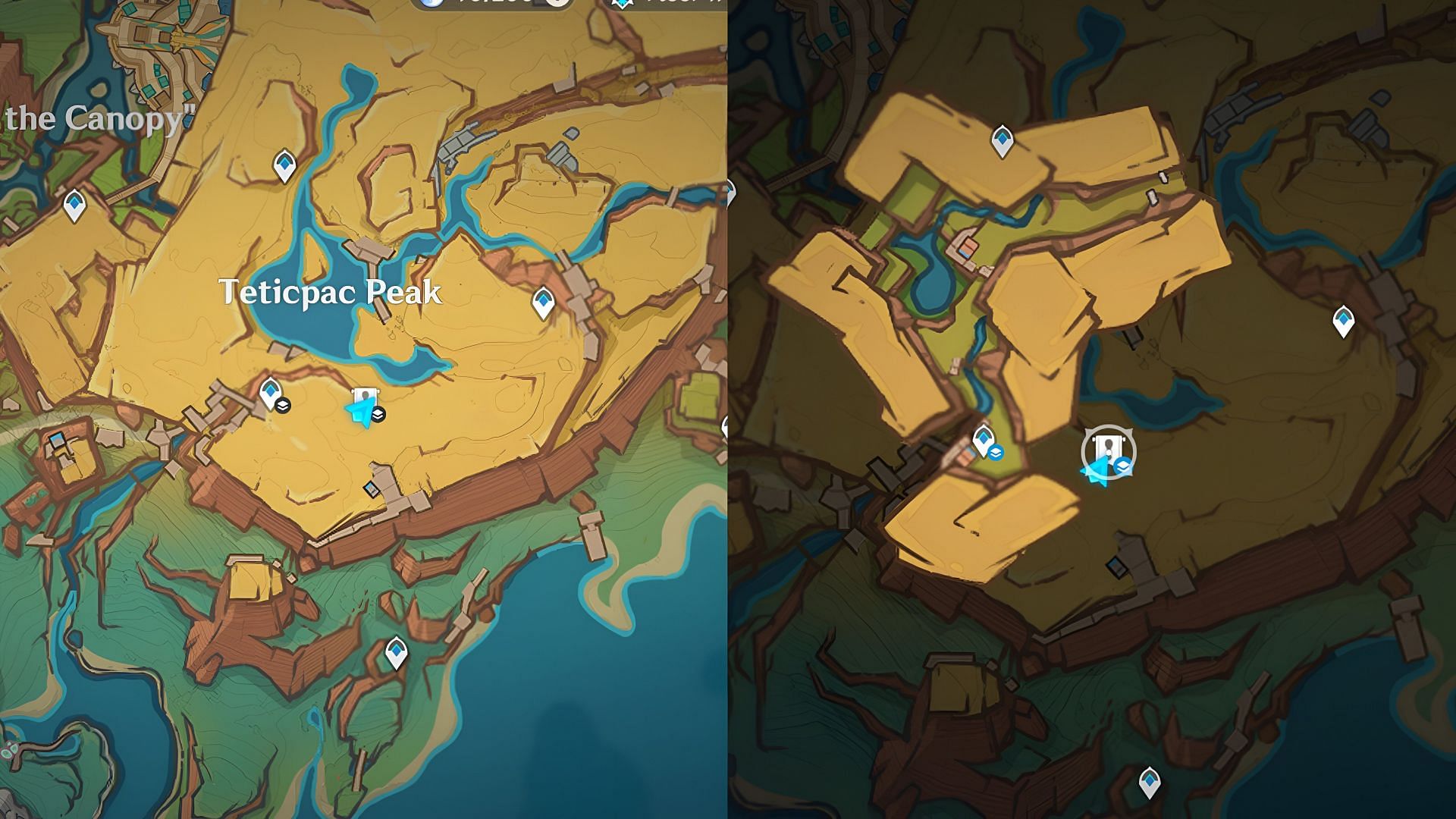 Graffiti wall location on the map above and under the ground (Image via HoYoverse)