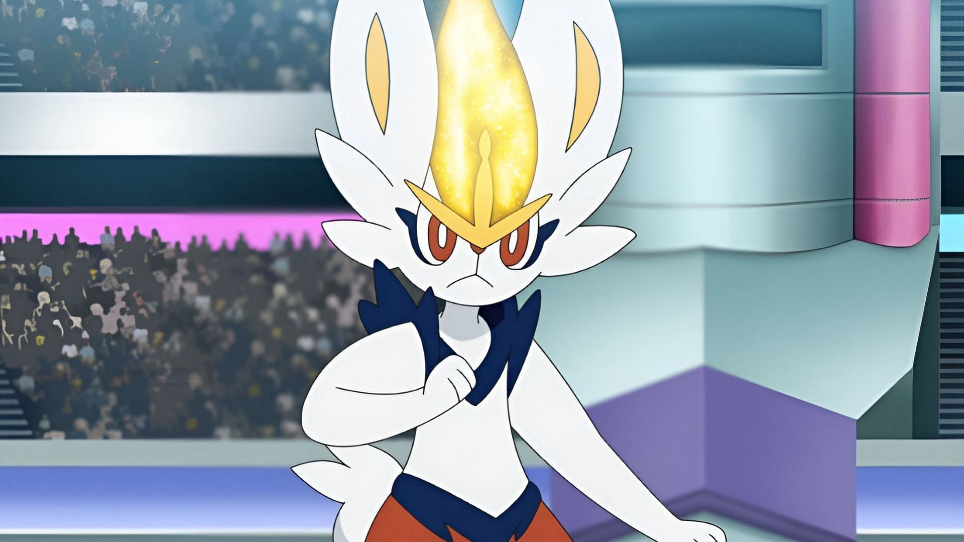 Leon's Cinderace in the anime (Image via The Pokemon Company)