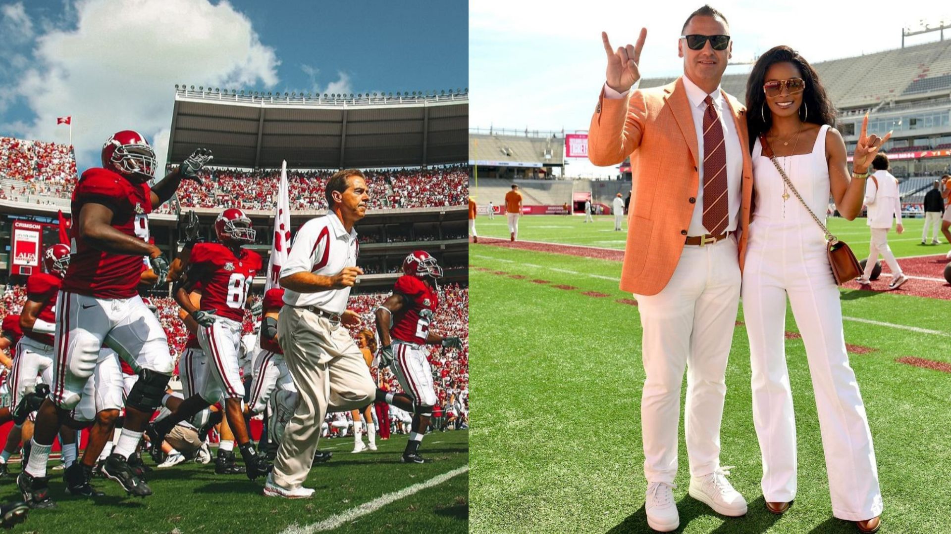 Nick Saban, coach Steve Sarkisian and his wife Loreal (Alabama &amp; Loreal