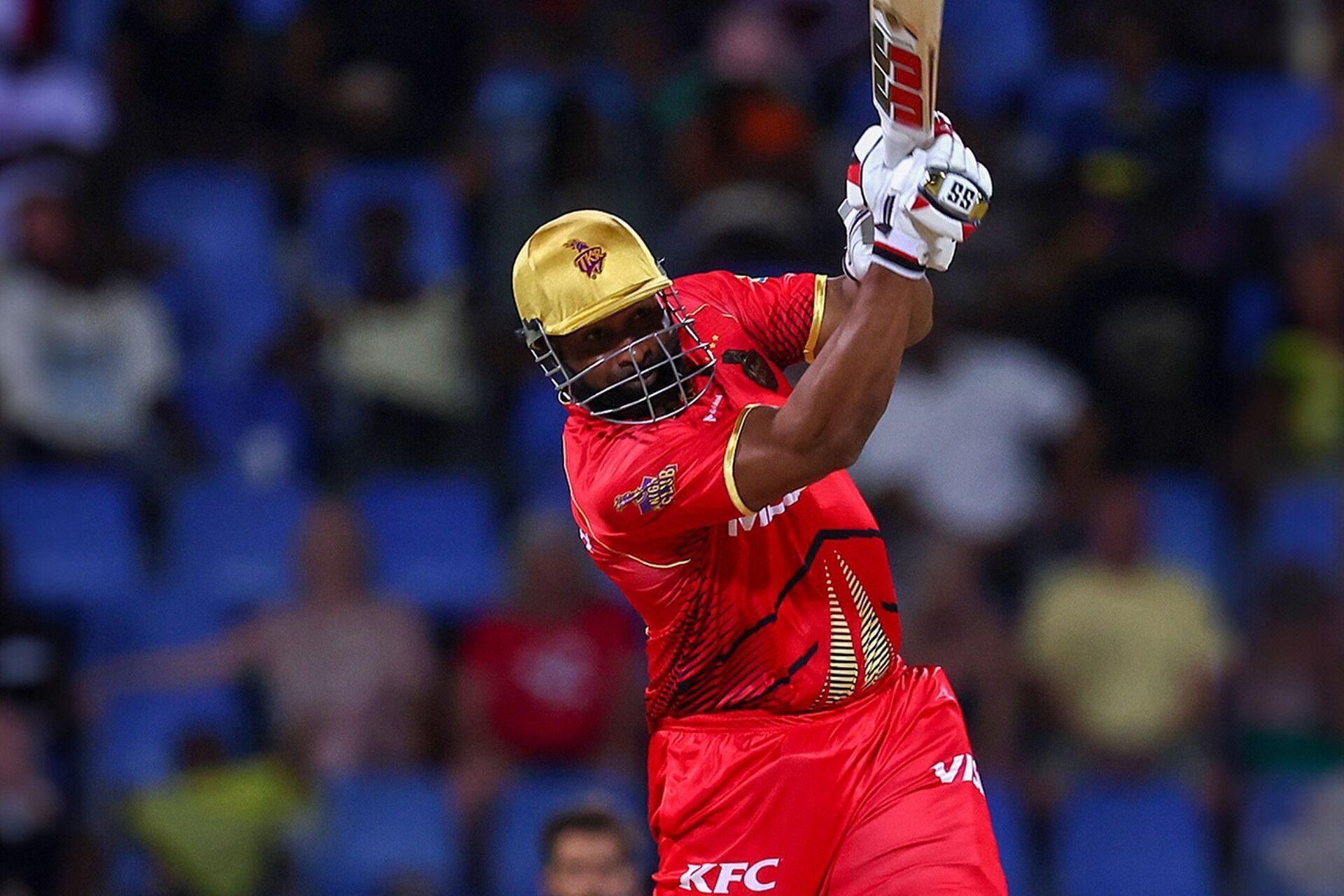 Kieron Pollard smashes a one-handed six off Mohammad (Image via Instagram-@tkriders)