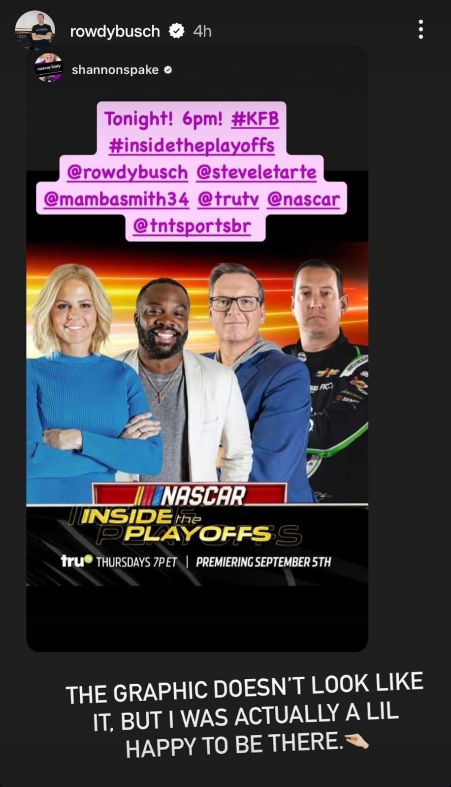 Kyle Busch&#039;s recent Instagram story (Source Kyle Busch/Instagram)