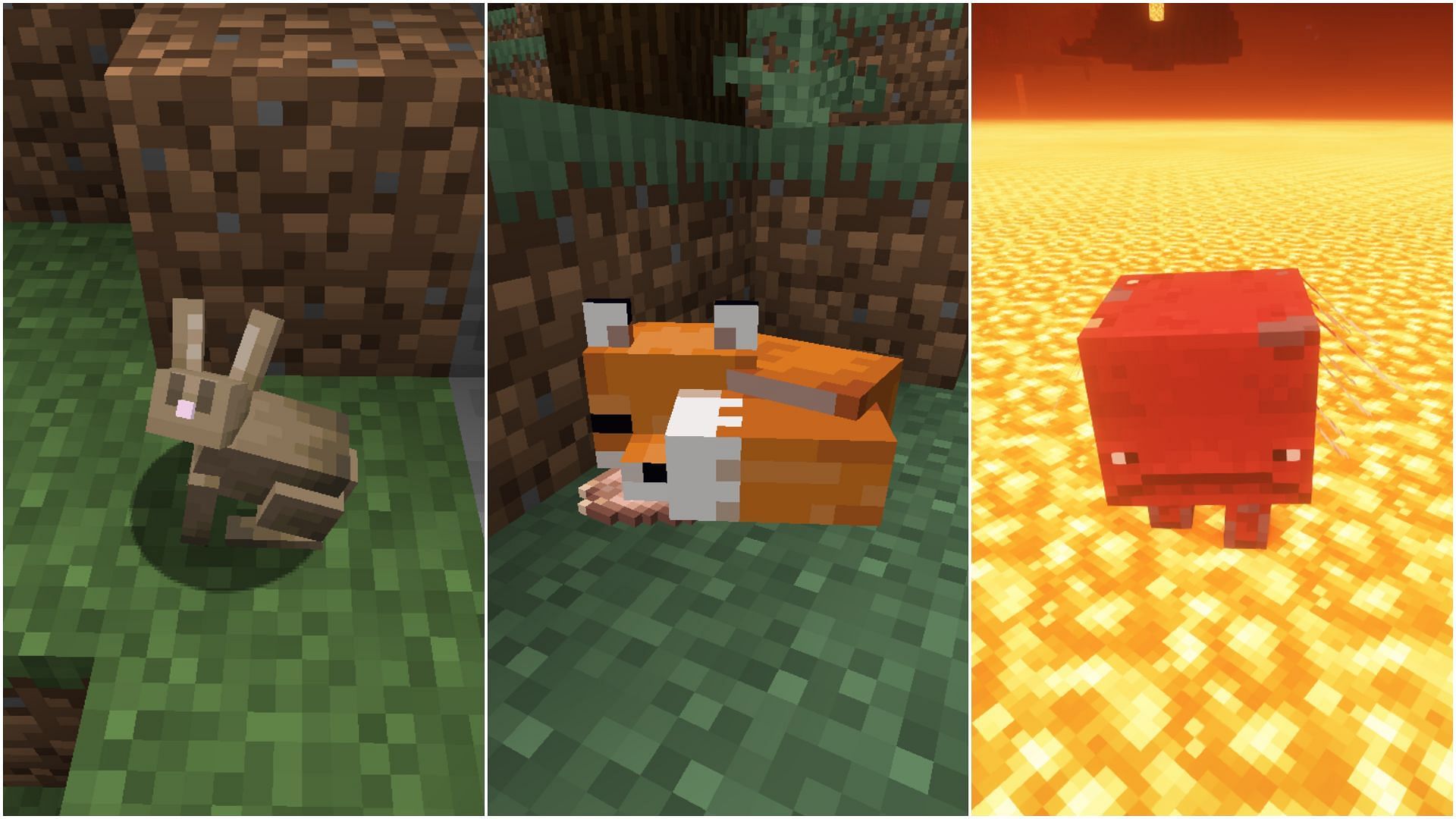 Various Minecraft mobs eat different food items (Image via Mojang Studios)